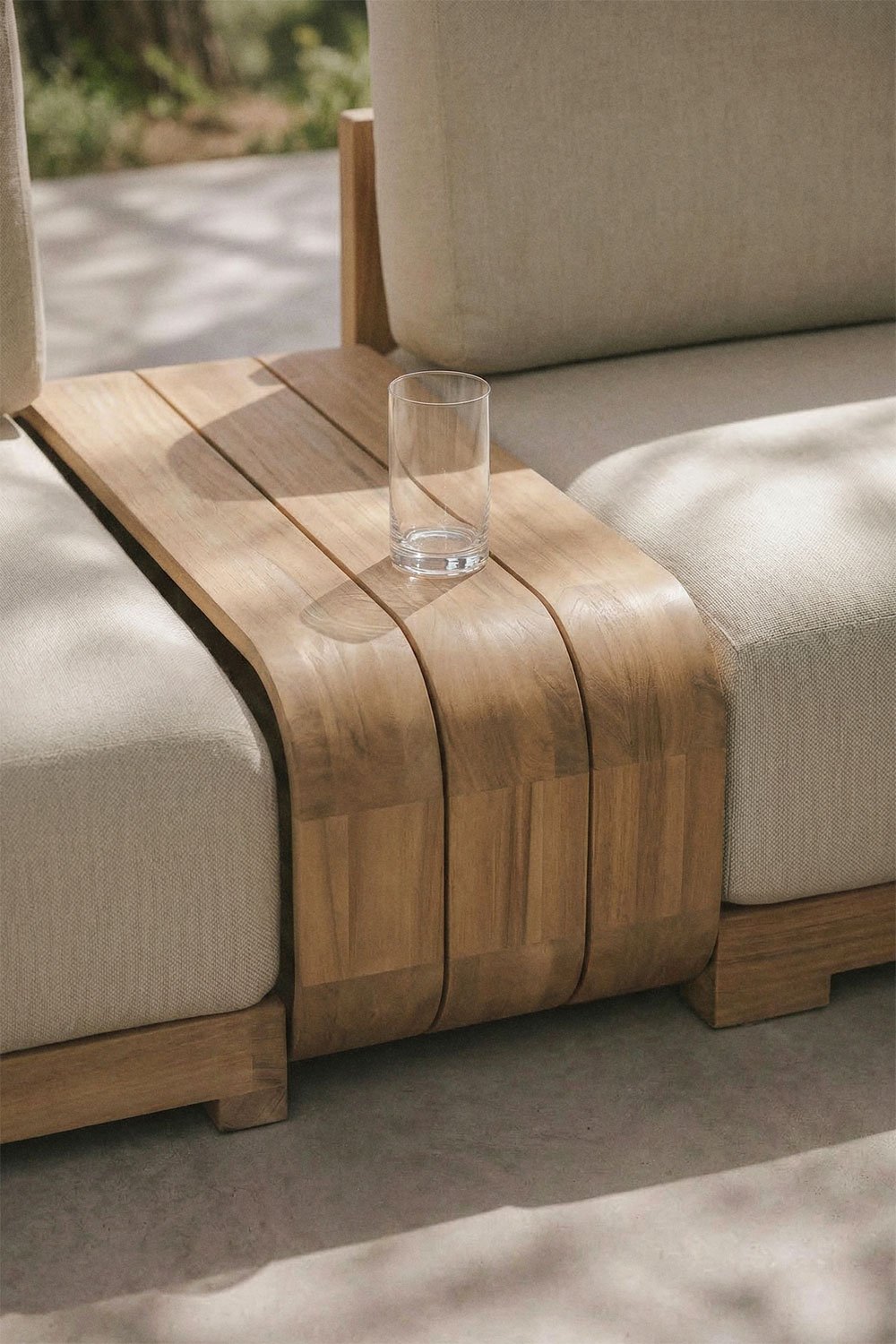 Rectangular 85x35 cm acacia wood Brivori garden side table, gallery image 1