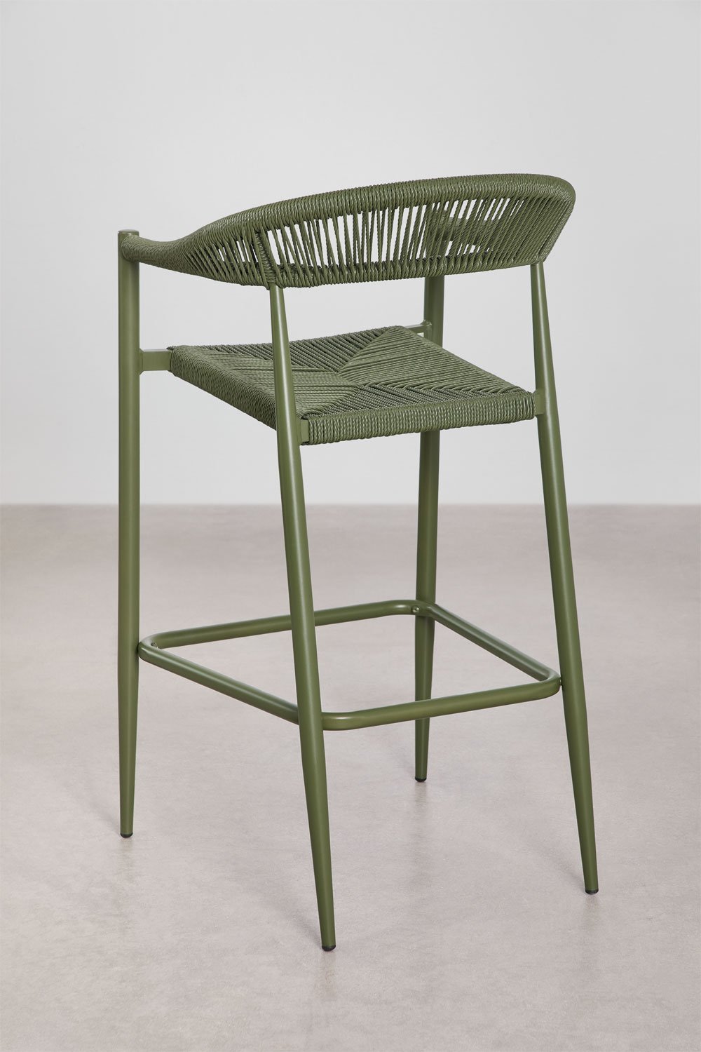 Pack of 4 high garden stools 75 cm in aluminum and synthetic rattan Amatria, gallery image 3