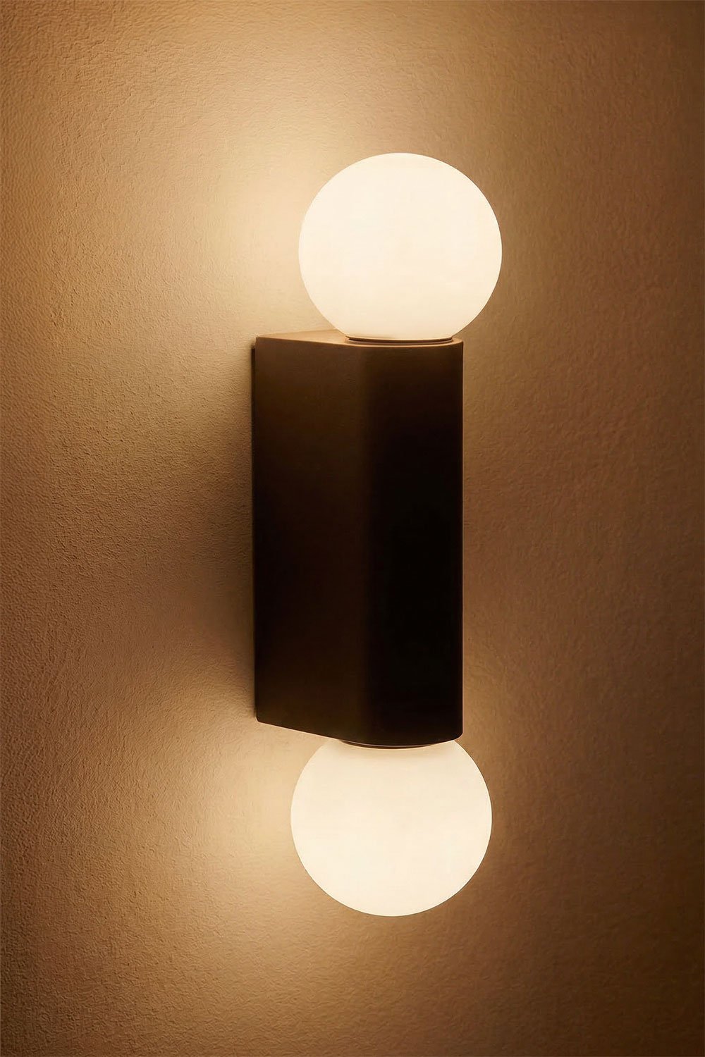 Irvine wall sconce with 2 glass balls in aluminum, gallery image 2