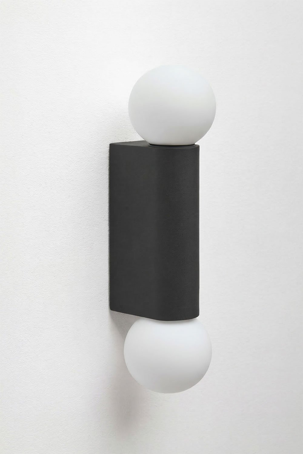 Irvine wall sconce with 2 glass balls in aluminum, gallery image 1