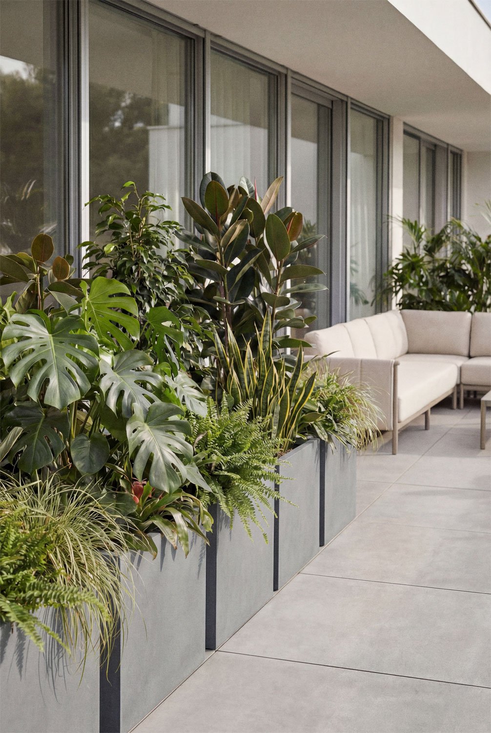 Rectangular outdoor cement planter Neyrua, gallery image 1