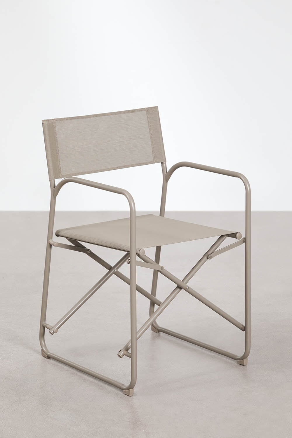 Rectangular table set 185x85 cm and 6 folding director chairs for garden in Melida steel, gallery image 8