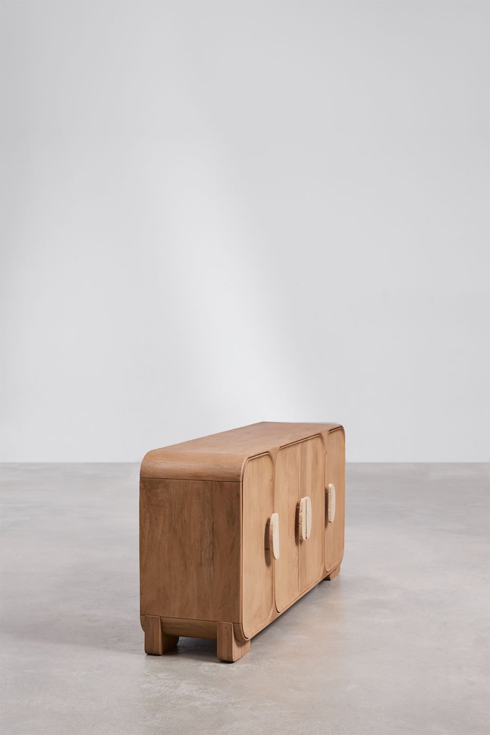 Sideboard 160x40 cm in mango wood and travertine Kivalina, gallery image 5