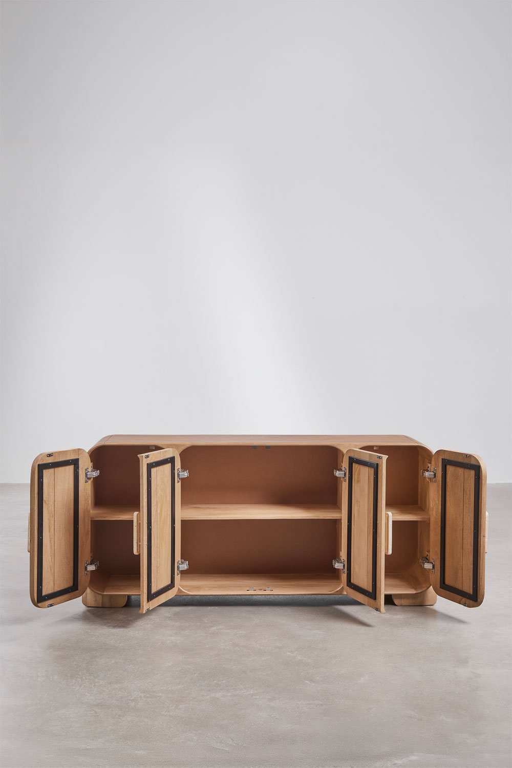 Sideboard 160x40 cm in mango wood and travertine Kivalina, gallery image 6