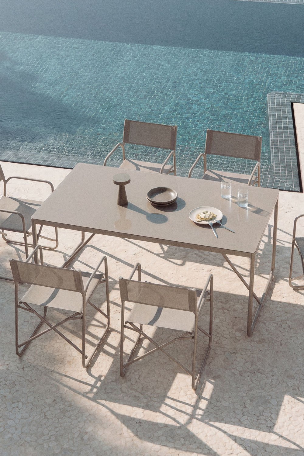 Rectangular garden table 185x85 cm in Melida steel, gallery image 1