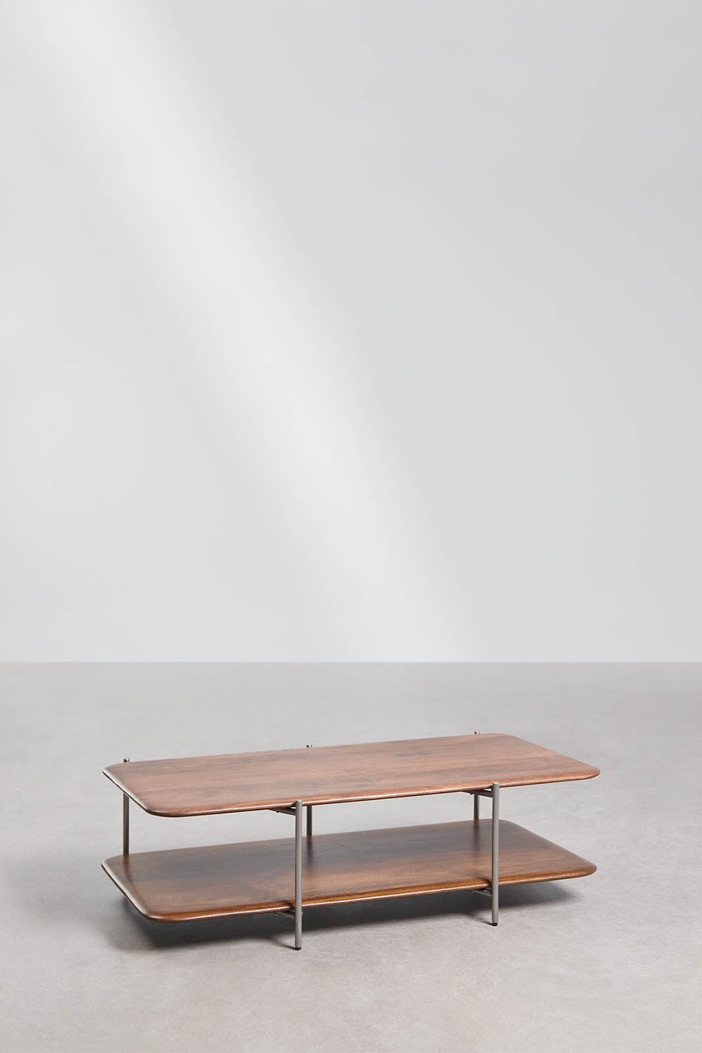 Rectangular coffee table 120x60 cm in mango wood and stainless steel Vimara, gallery image 3