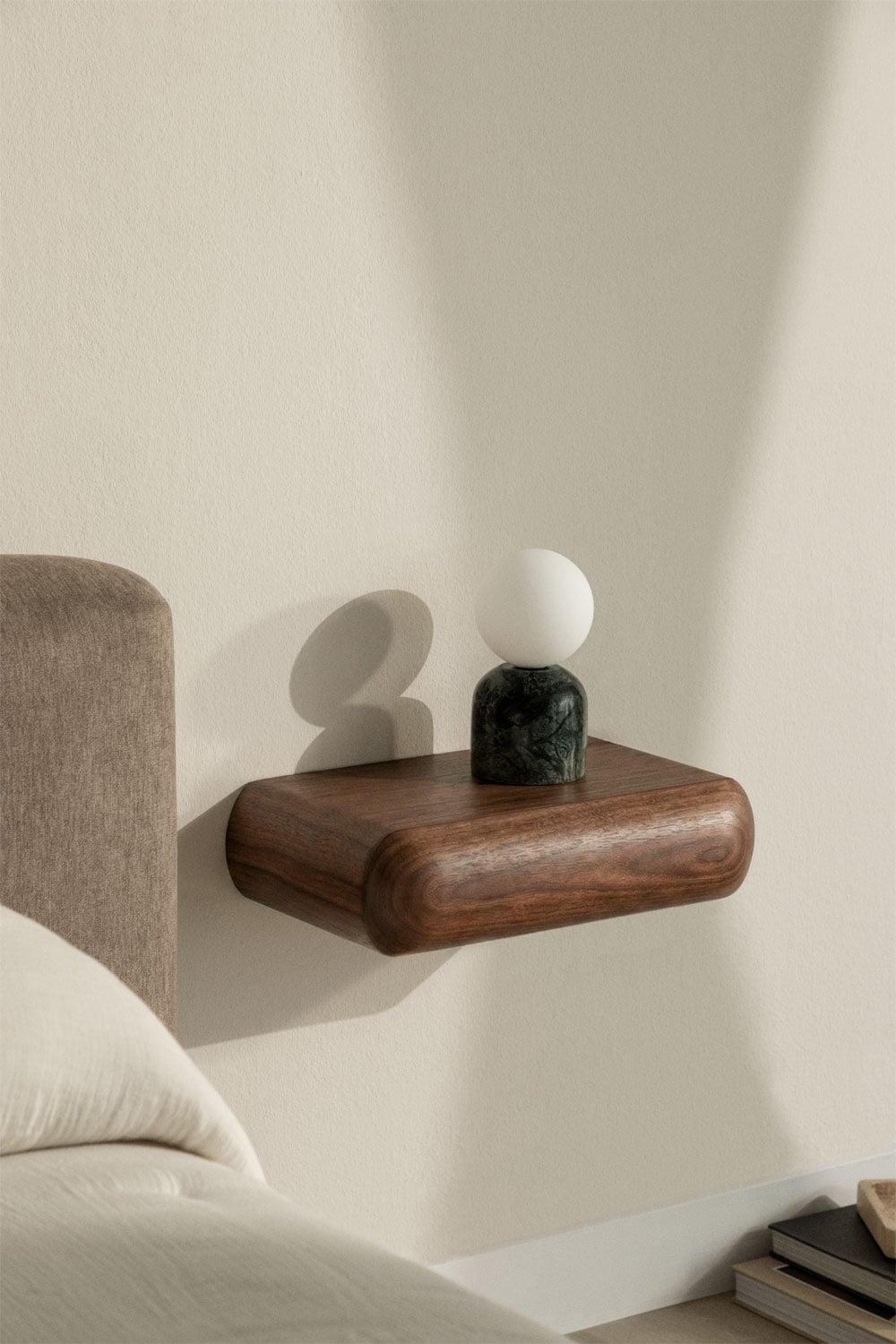 Floating rectangular bedside table 40x20 cm in Carmen wood, gallery image 1