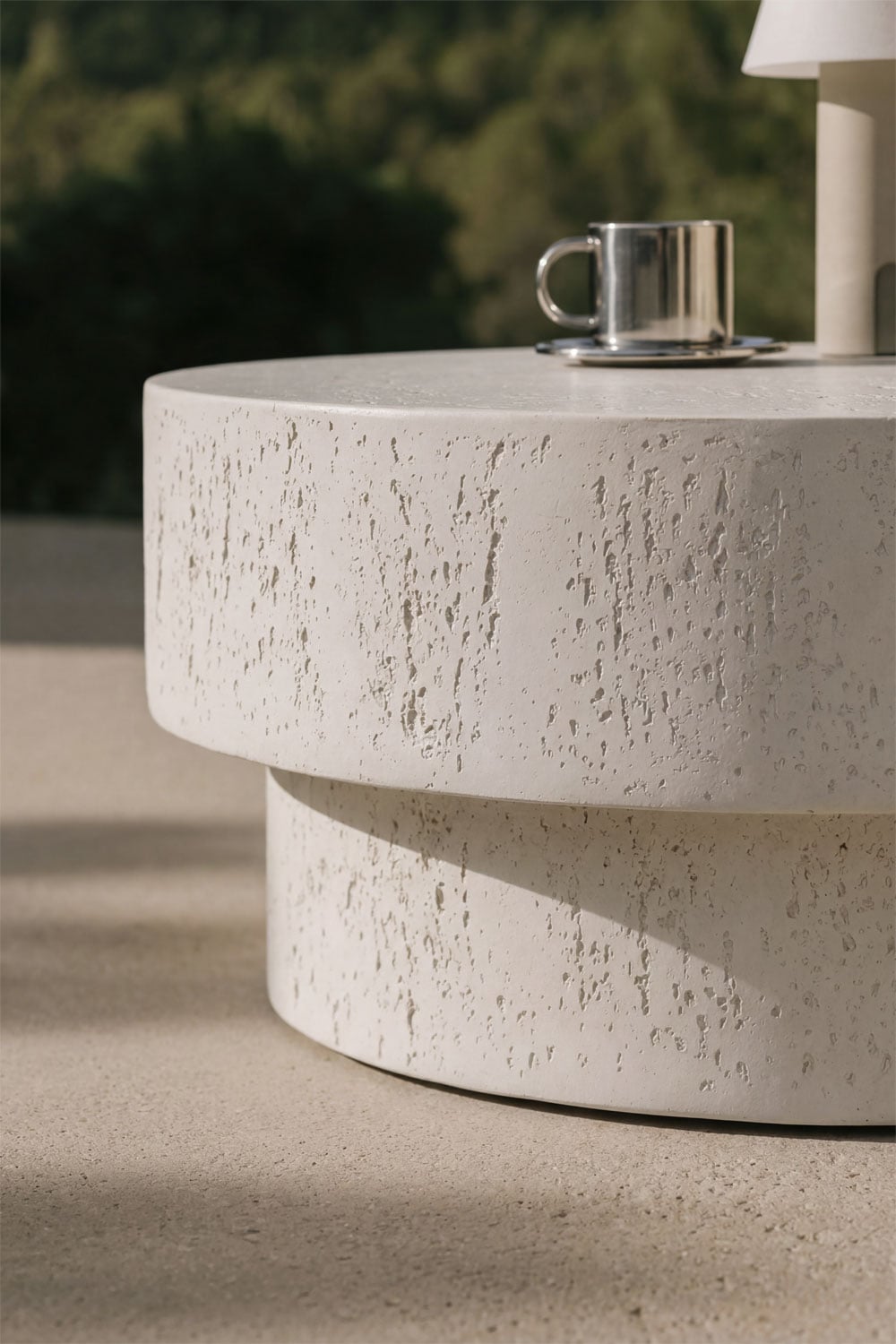 Selara round cement garden coffee table, gallery image 2