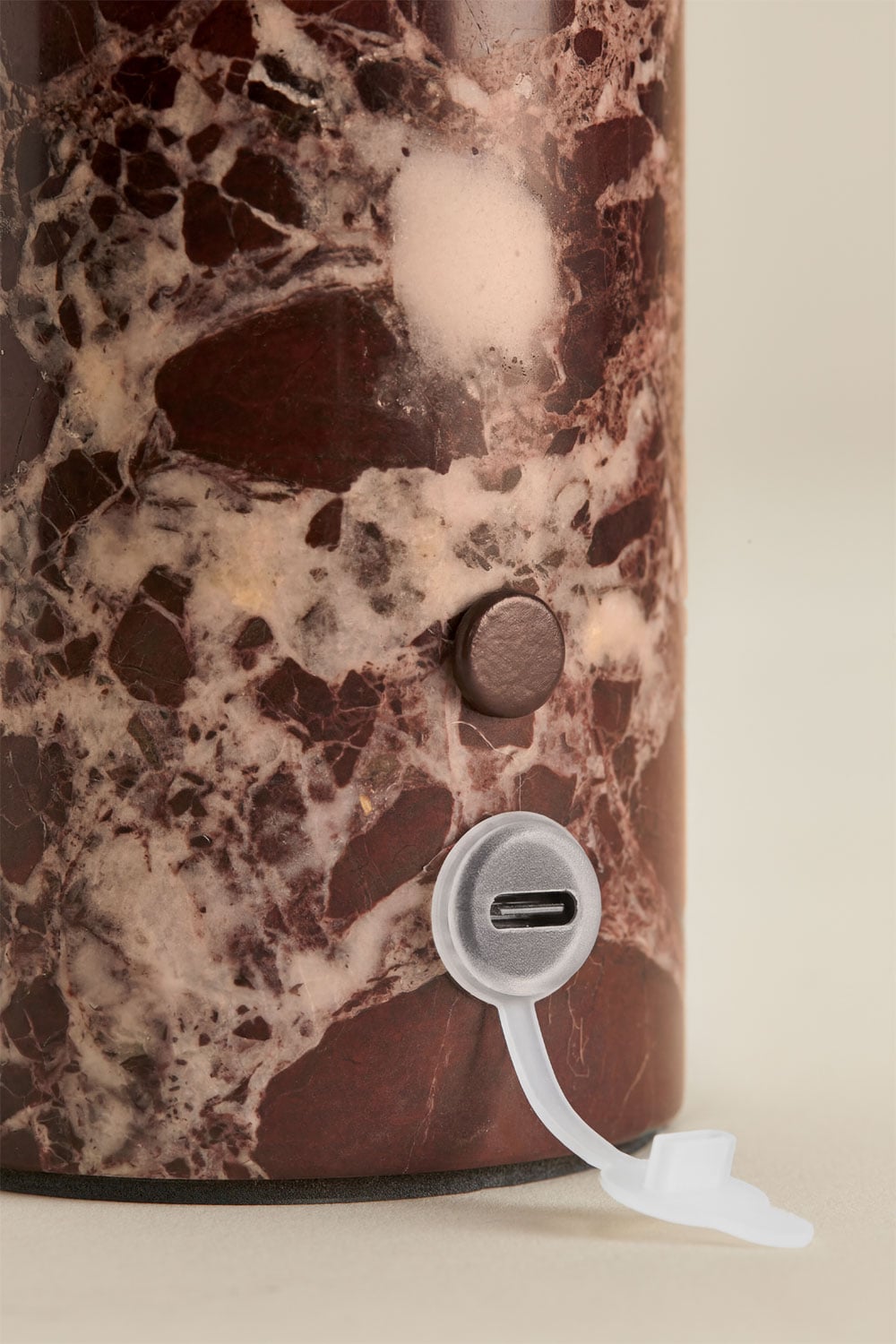 Wireless LED table lamp in iron and natural stone Arianny, gallery image 4