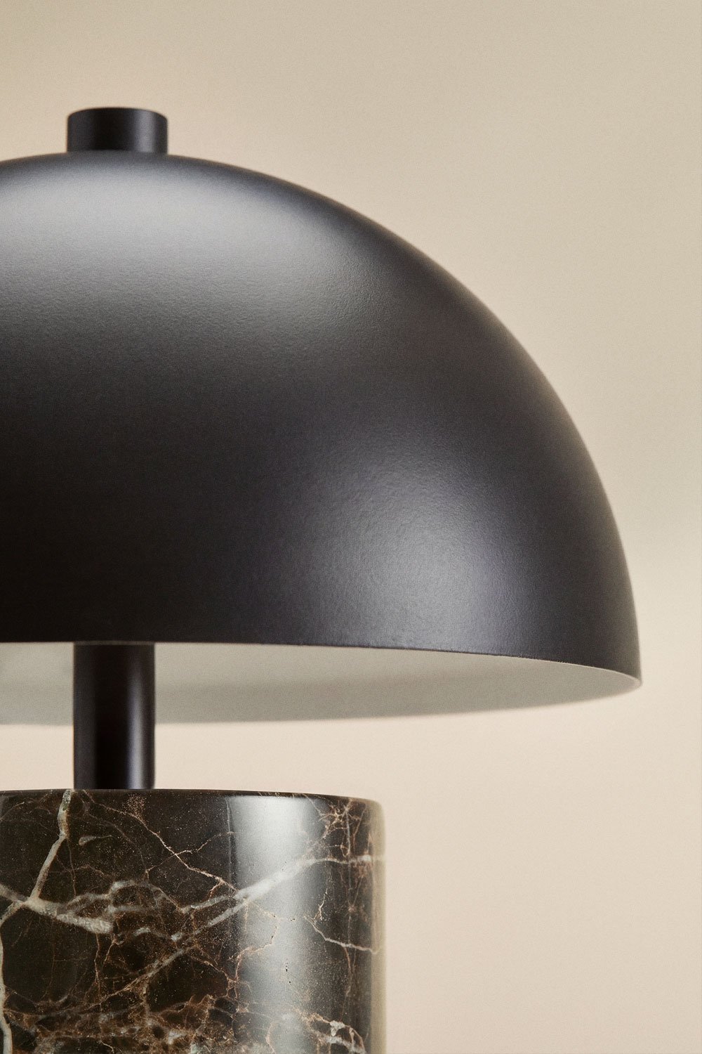 Wireless LED outdoor table lamp in iron and natural stone Nicolas, gallery image 6