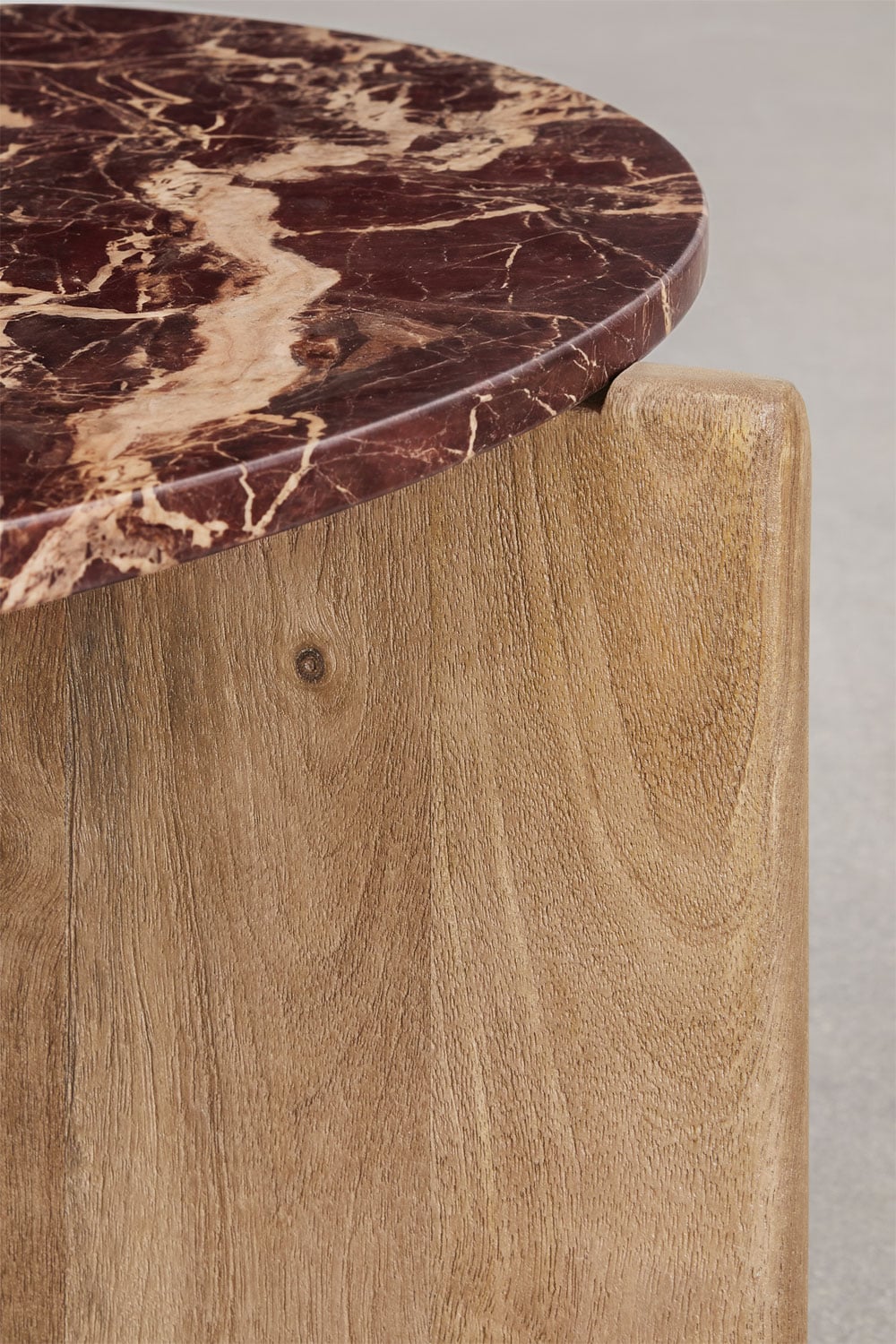 Lavinia round coffee table in natural stone and mango wood, gallery image 4