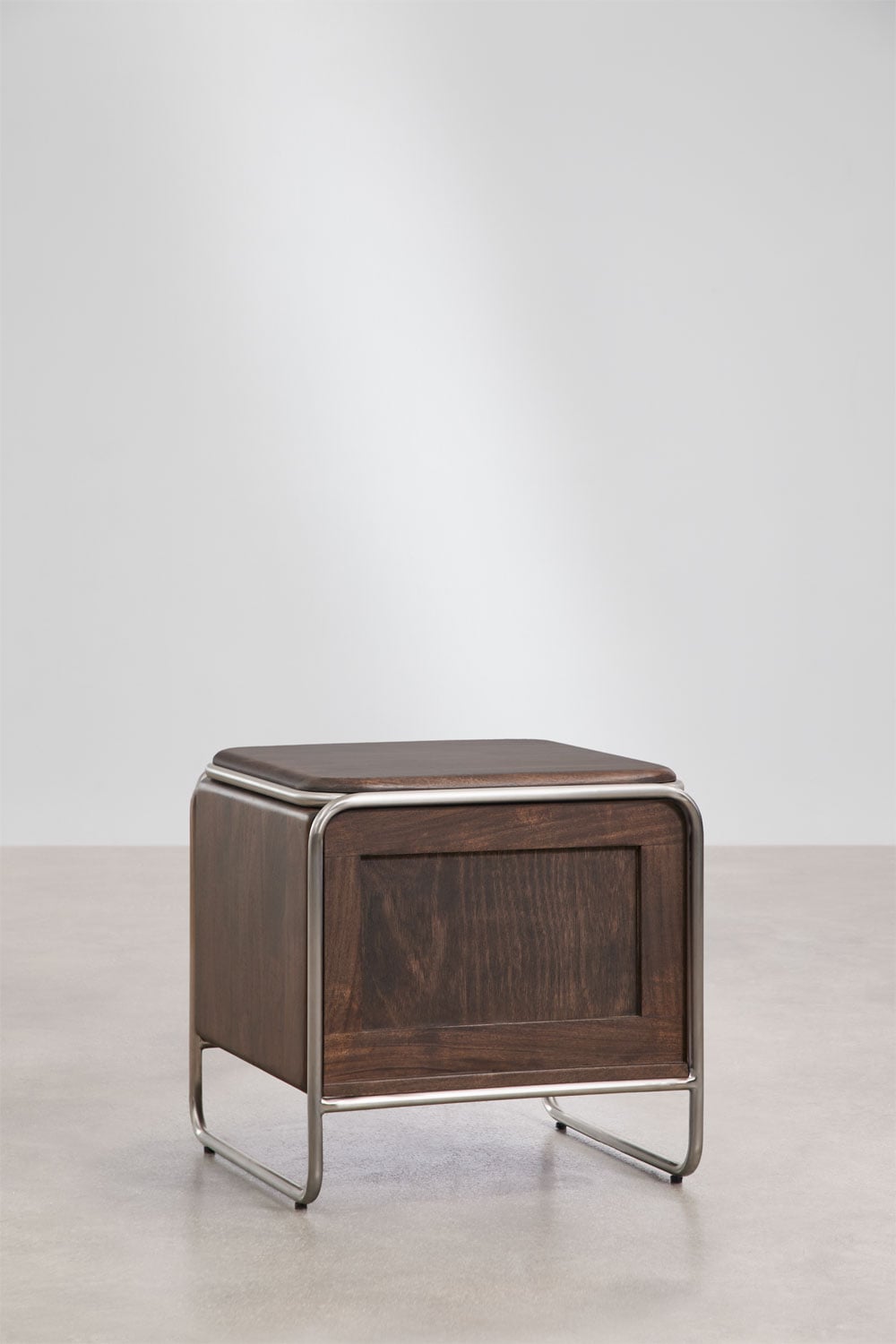 Square bedside table 45x45 cm in acacia wood and stainless steel Altrex, gallery image 4
