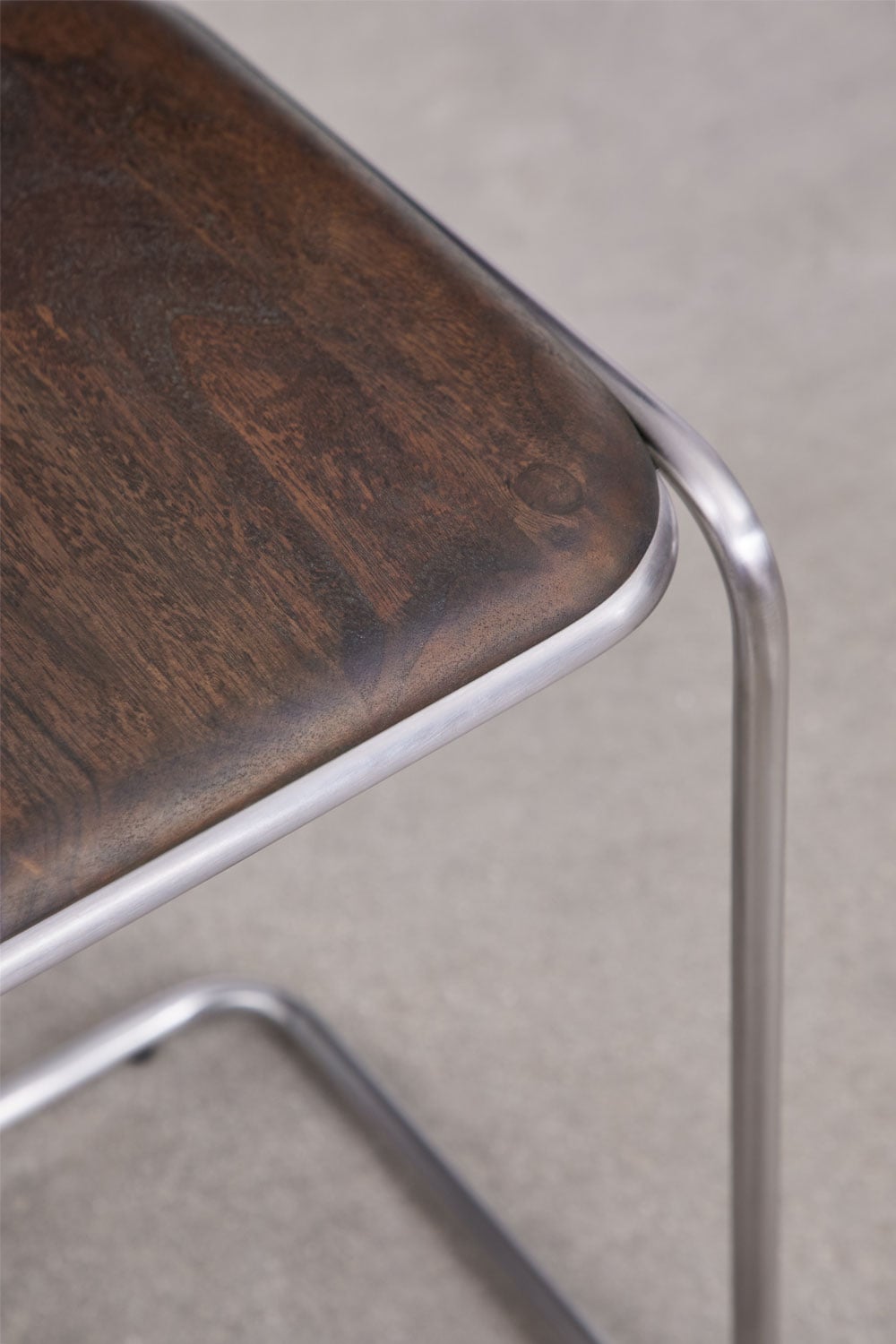 Square side table 35x35 cm in acacia wood and stainless steel Altrex, gallery image 2