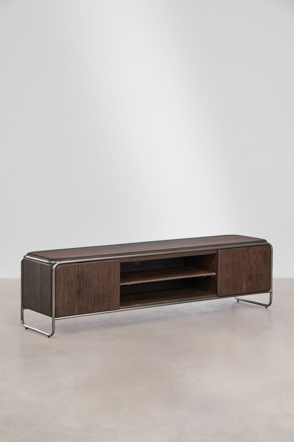 Acacia wood and stainless steel TV cabinet Altrex, gallery image 1