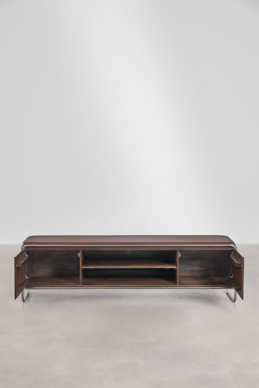 Acacia wood and stainless steel TV cabinet Altrex, gallery image 3