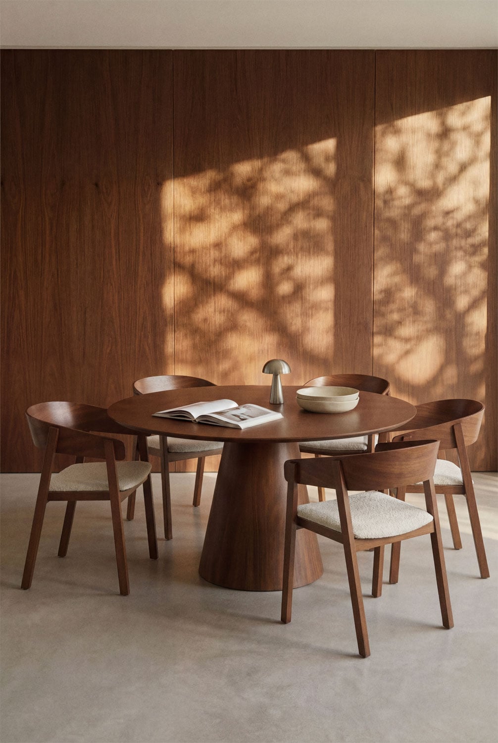 Aura round wooden dining table, gallery image 1
