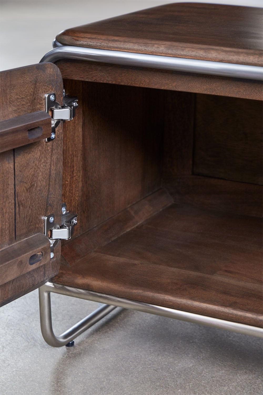 Acacia wood and stainless steel TV cabinet Altrex, gallery image 6