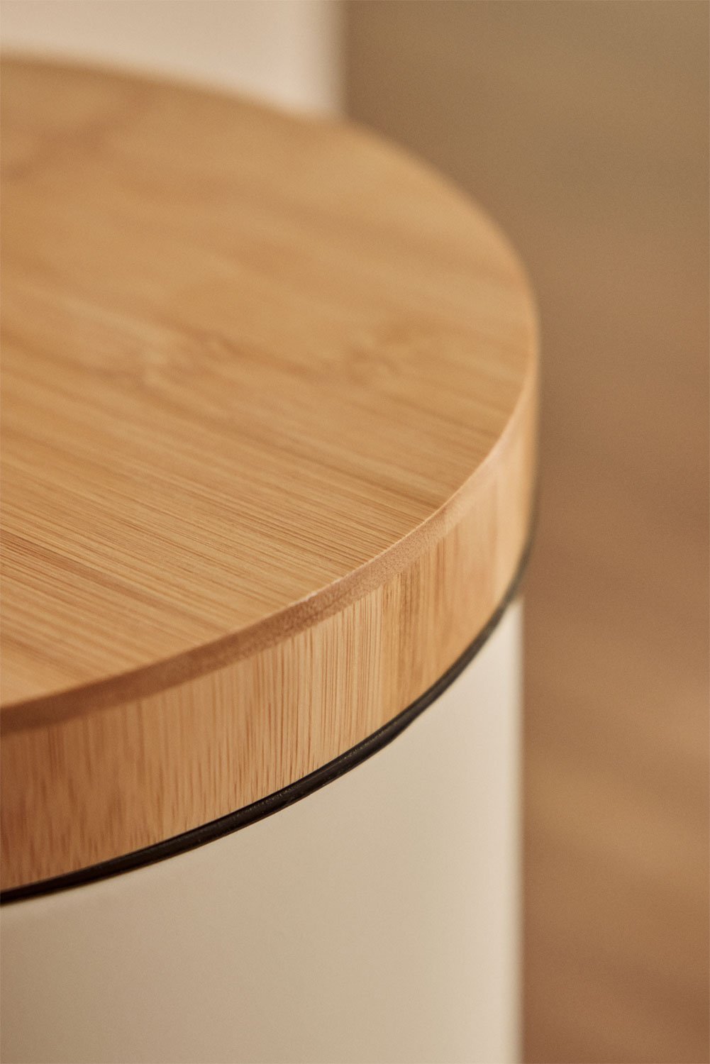 Sosua pedal bin in galvanized steel and bamboo, gallery image 2