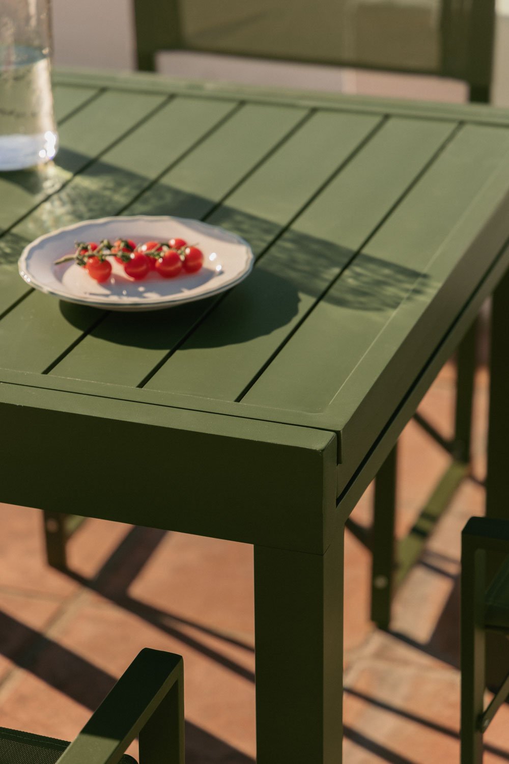 Starmi 90-180x90 cm extendable aluminum table set and 4 Zurena folding director chairs for garden in steel, gallery image 2