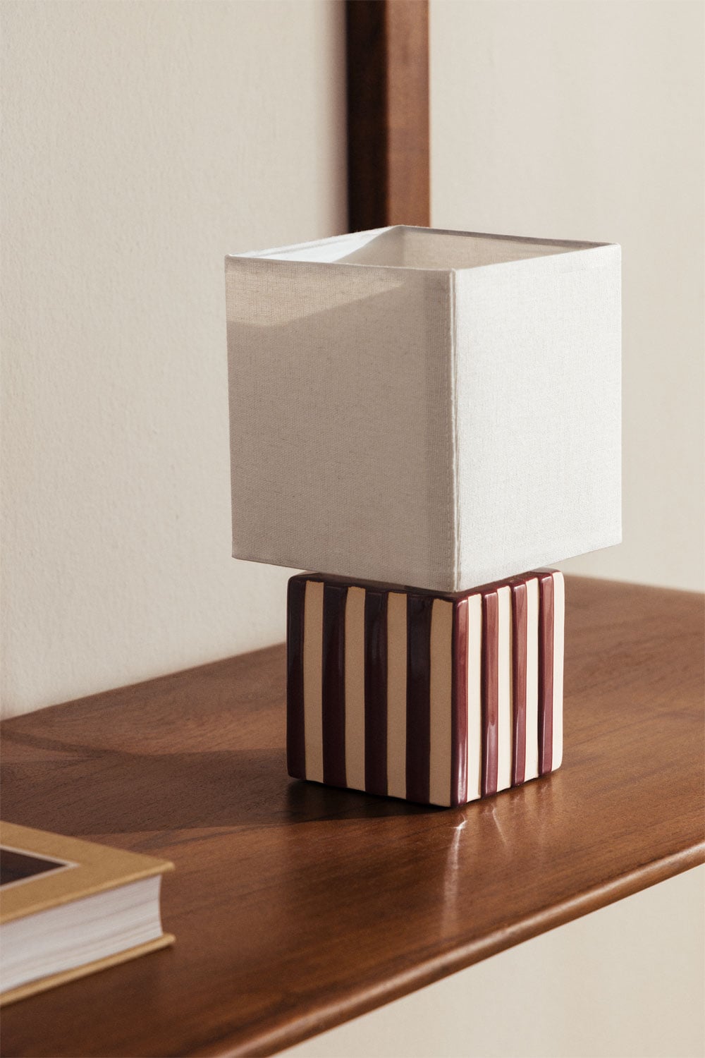 Lylio ceramic and linen table lamp, gallery image 5
