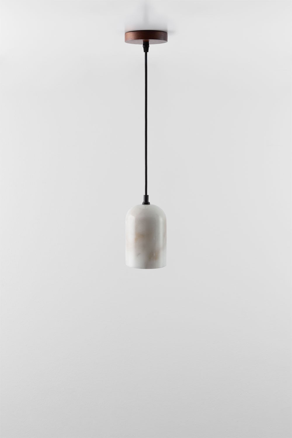 Rauma hanging ceiling lamp in alabaster and wood, gallery image 1