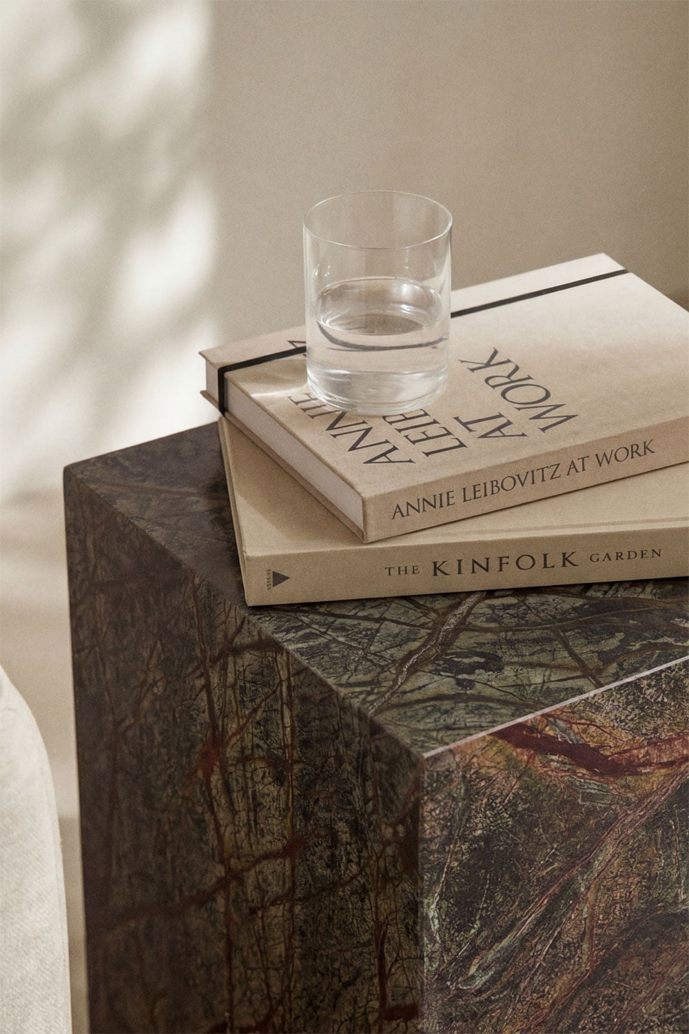 Square side table 35x35 cm in natural Aluret stone, gallery image 2