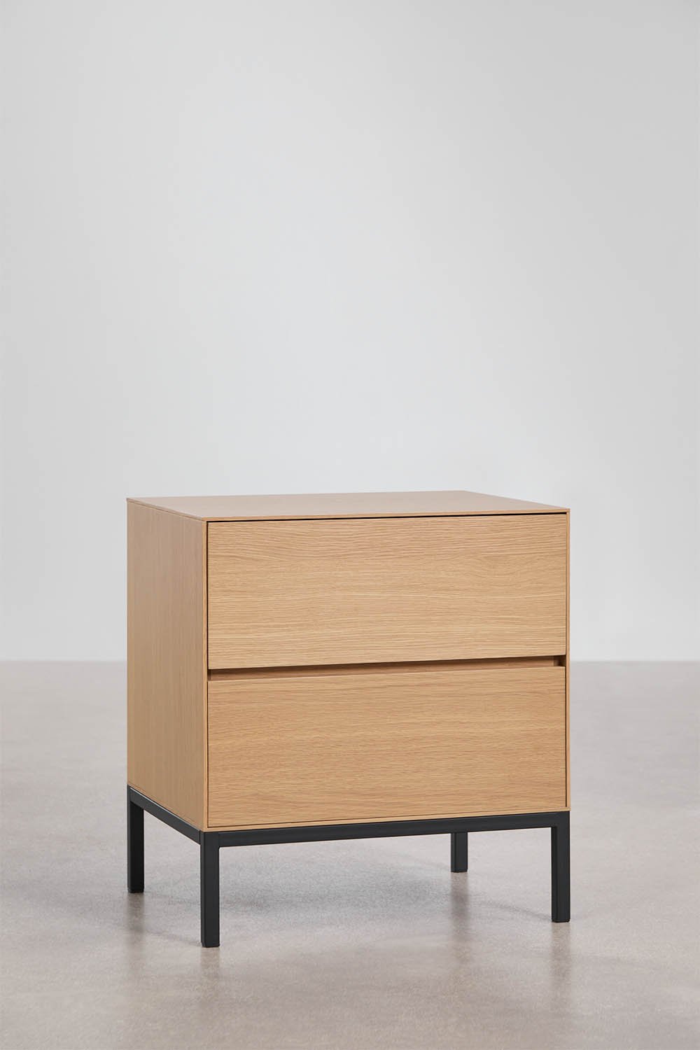 Bromley rectangular bedside table 50x40 cm in MDF and oak veneer, gallery image 1