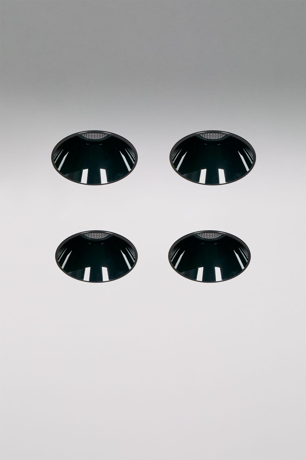 Pack of 4 round Ø5.3 cm trimless frameless recessed LED downlights for outdoor use in aluminum Luisiana, imagen de galeria 1
