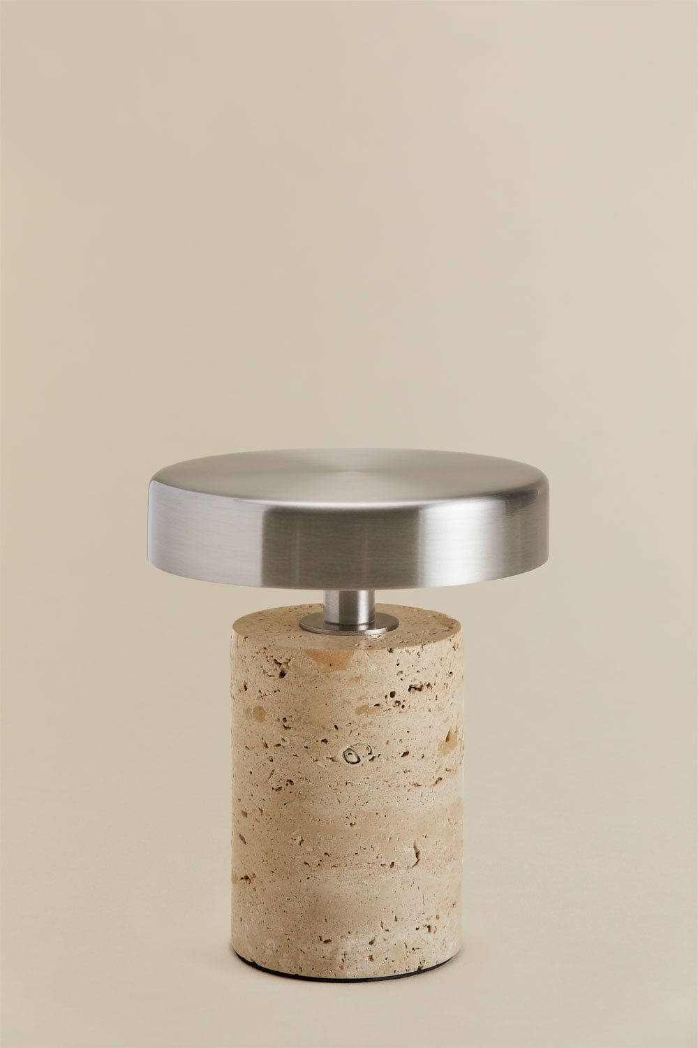 Wireless LED outdoor table lamp in iron and natural stone Isasia, gallery image 3