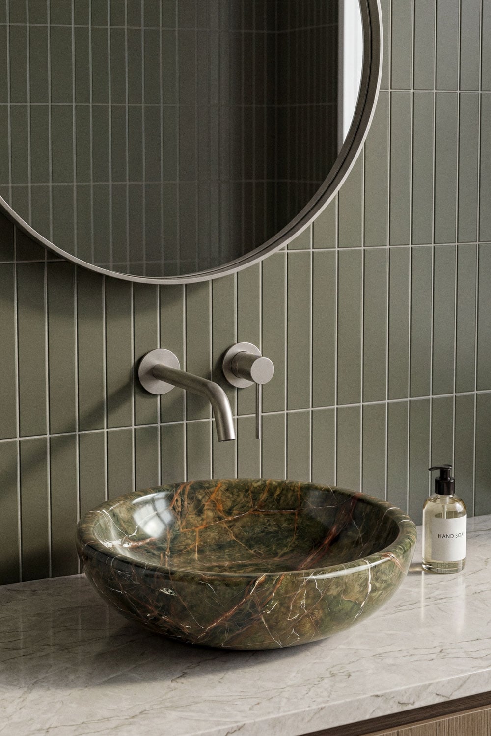 Round washbasin Ø40 cm in Eskel natural stone, gallery image 1