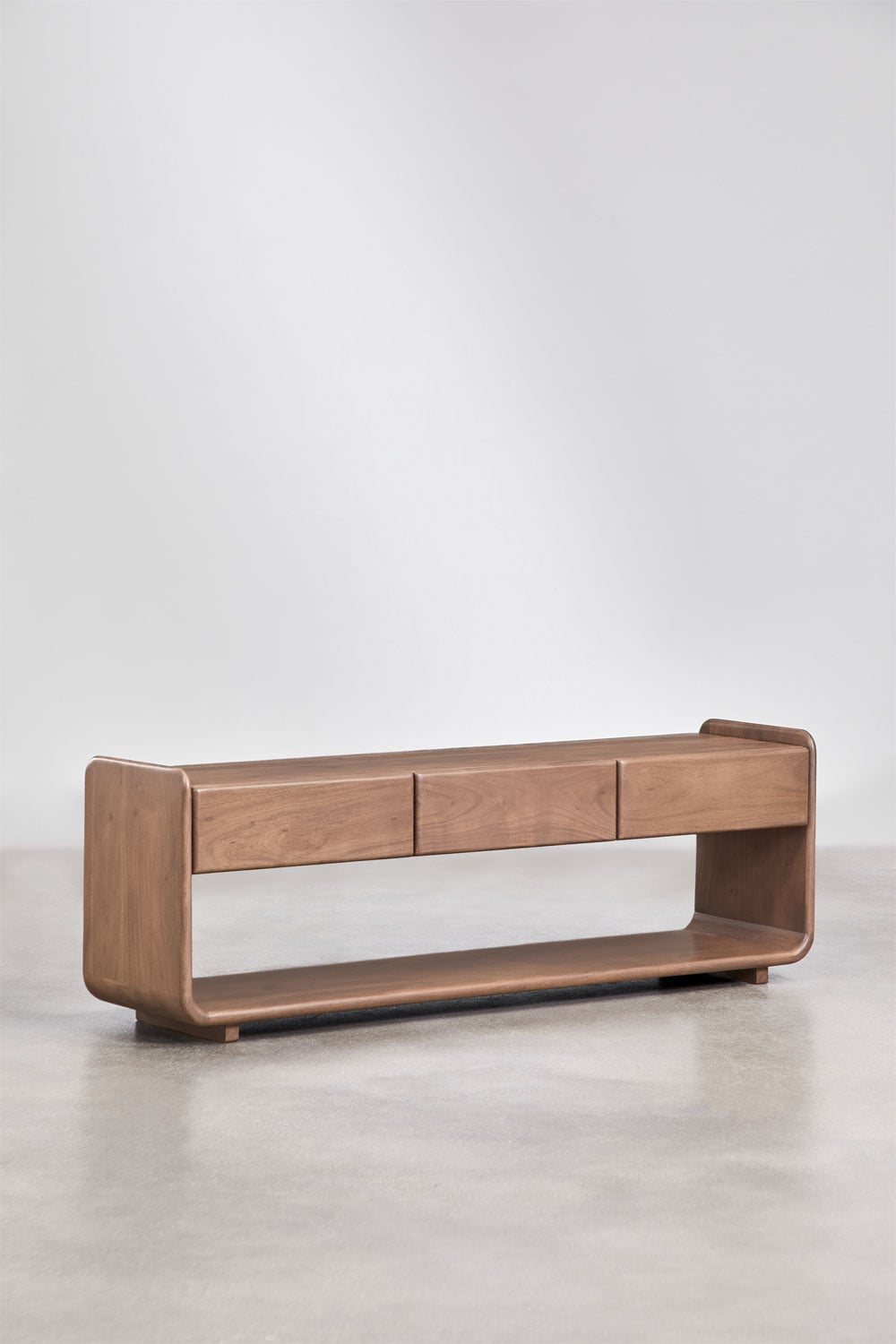 TV Stand 140x40 cm in dark acacia wood Tinsley, gallery image 1