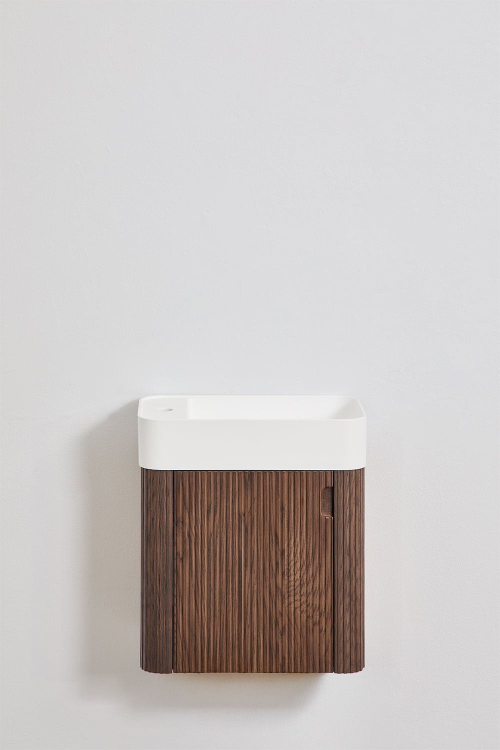 Suspended wooden bathroom furniture set with integrated sink Aizea, gallery image 1