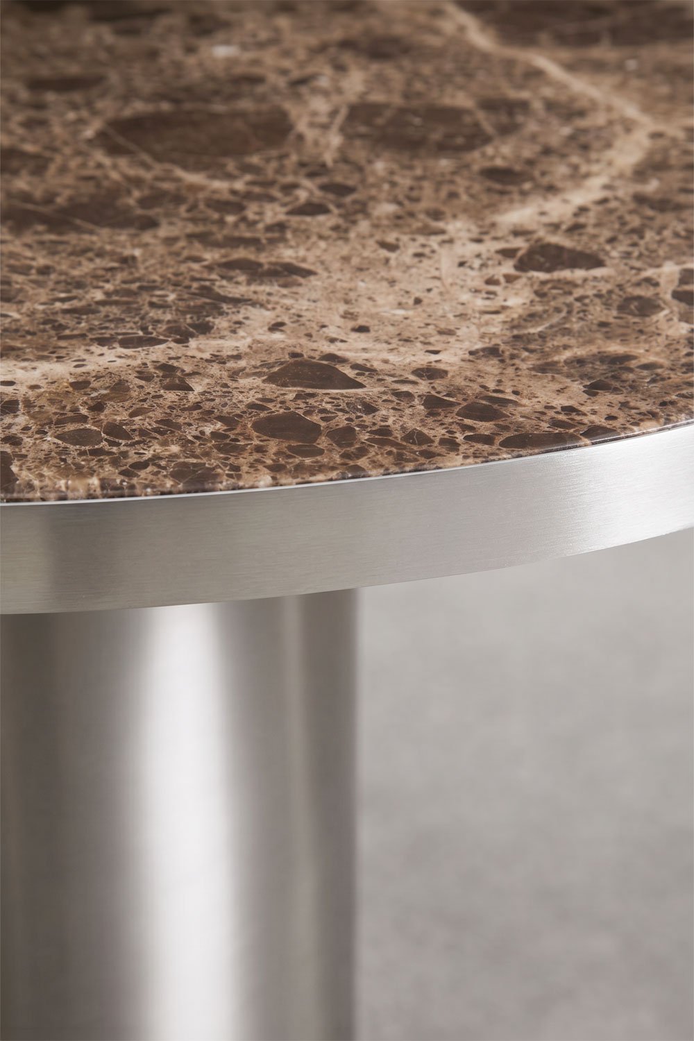 Fertrix oval dining table 120x100 cm in natural stone and stainless steel, gallery image 4