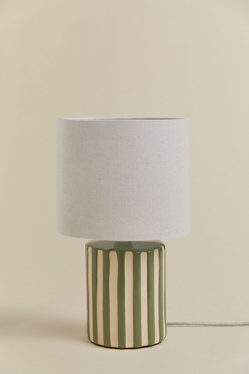Araminta ceramic and linen table lamp, gallery image 1