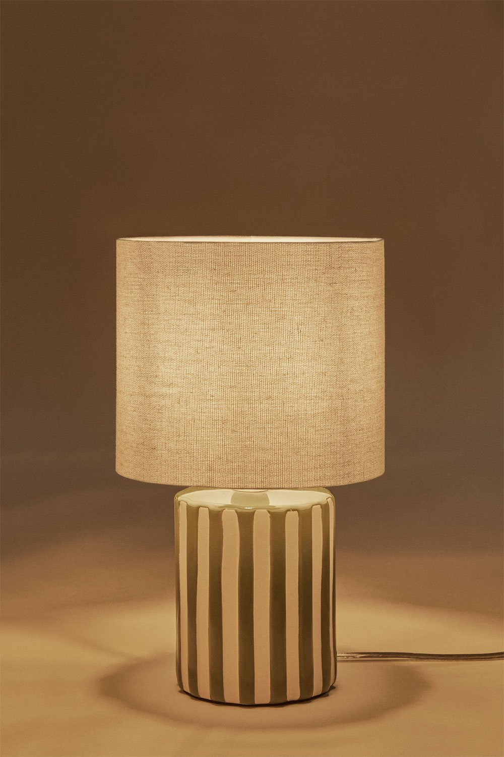 Araminta ceramic and linen table lamp, gallery image 2