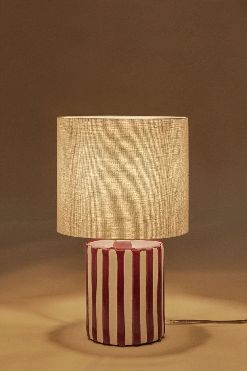 Araminta ceramic and linen table lamp, gallery image 2