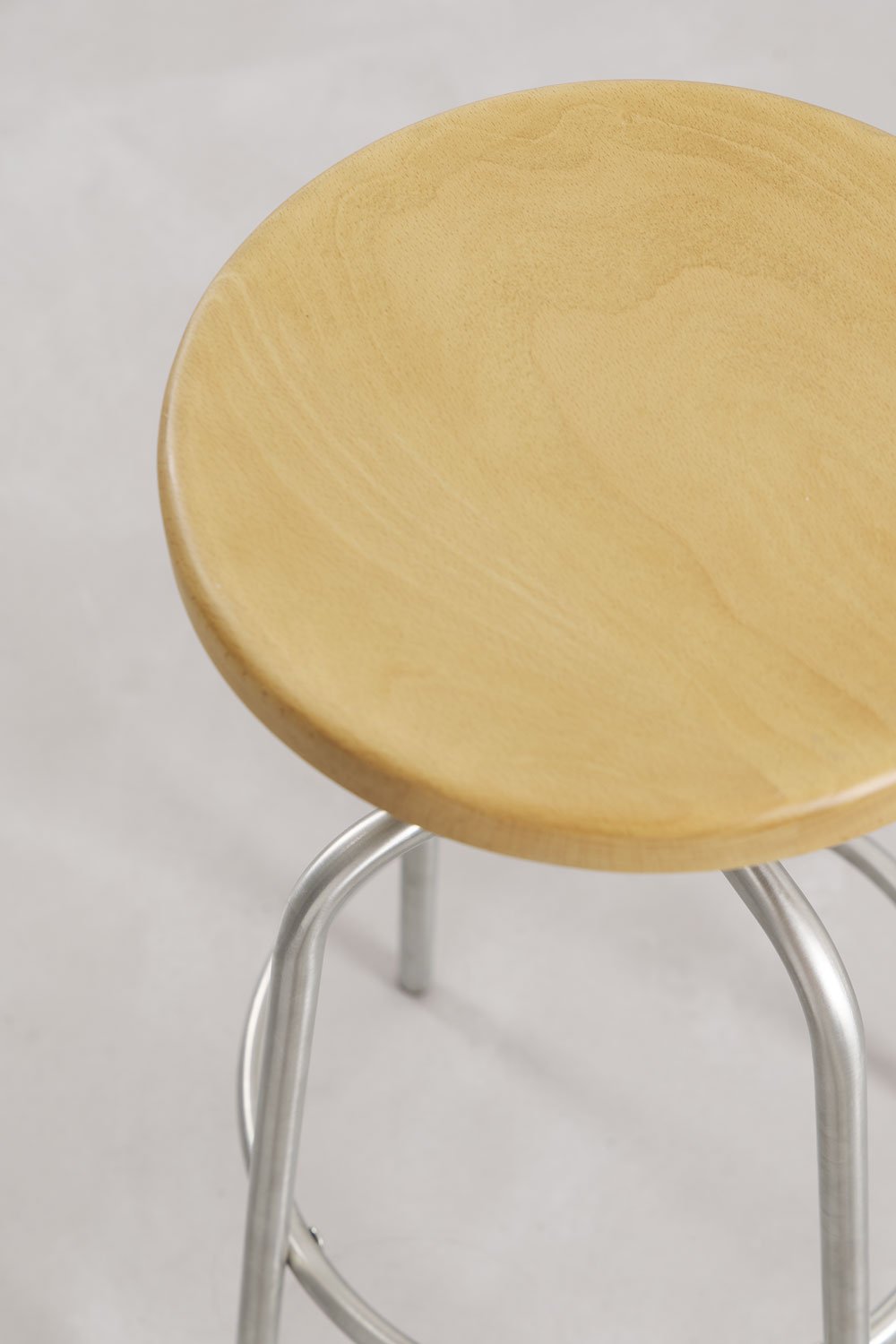 Adjustable high stool in stainless steel and beech wood Bangalore, gallery image 4