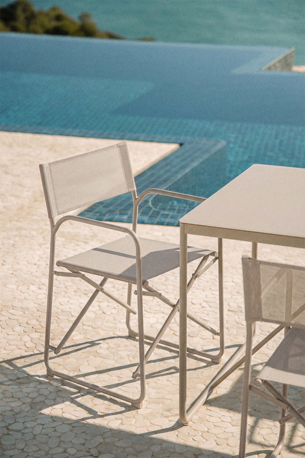 Pack of 4 folding director chairs for garden in Melida steel, gallery image 1