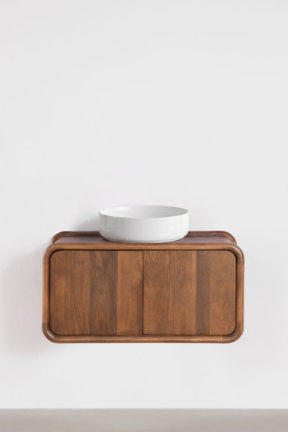 Suspended bathroom furniture set 90x45 cm in Maupaul mango wood, gallery image 3