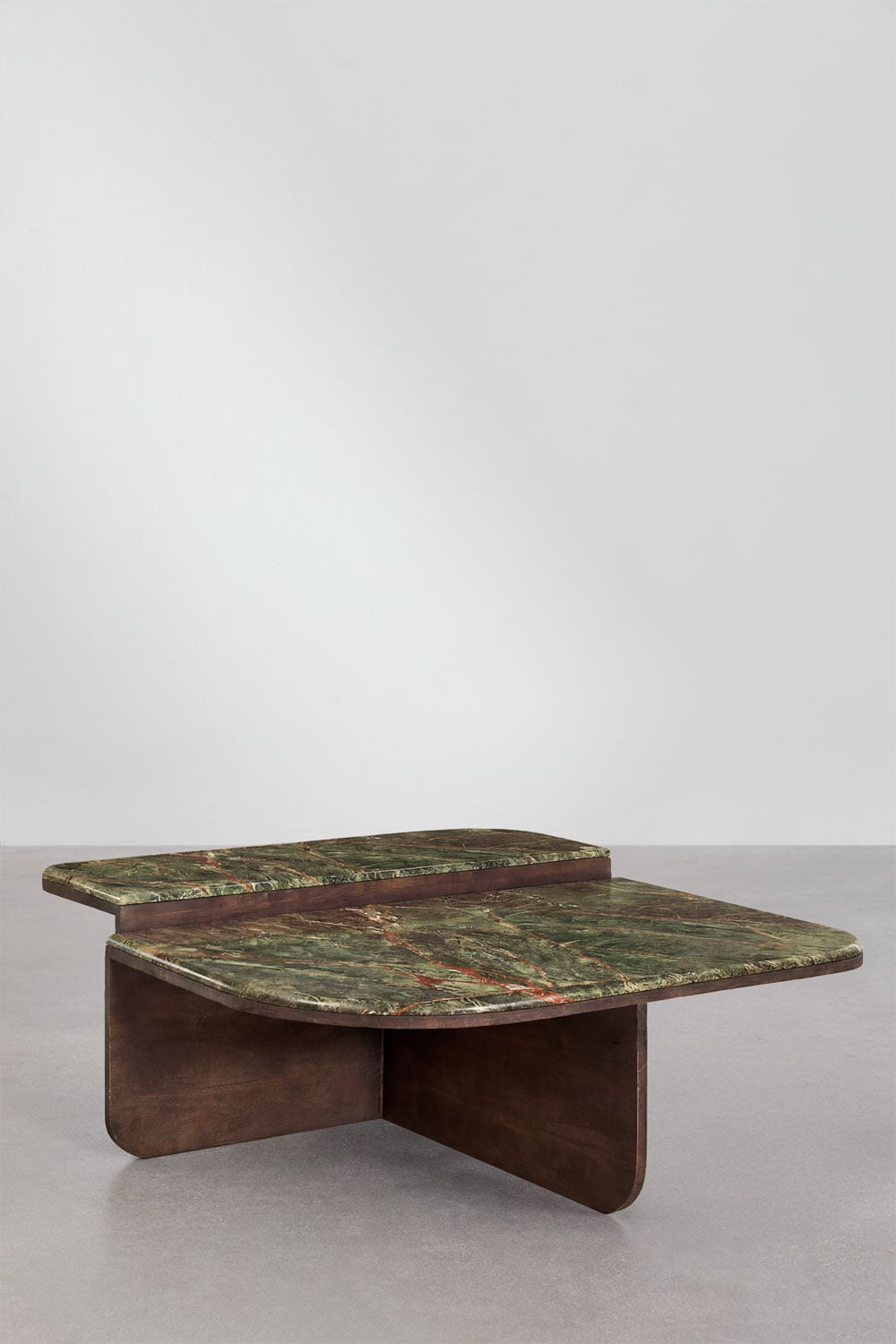 Clotsh 90x90 cm coffee table in natural stone and mango wood, gallery image 1