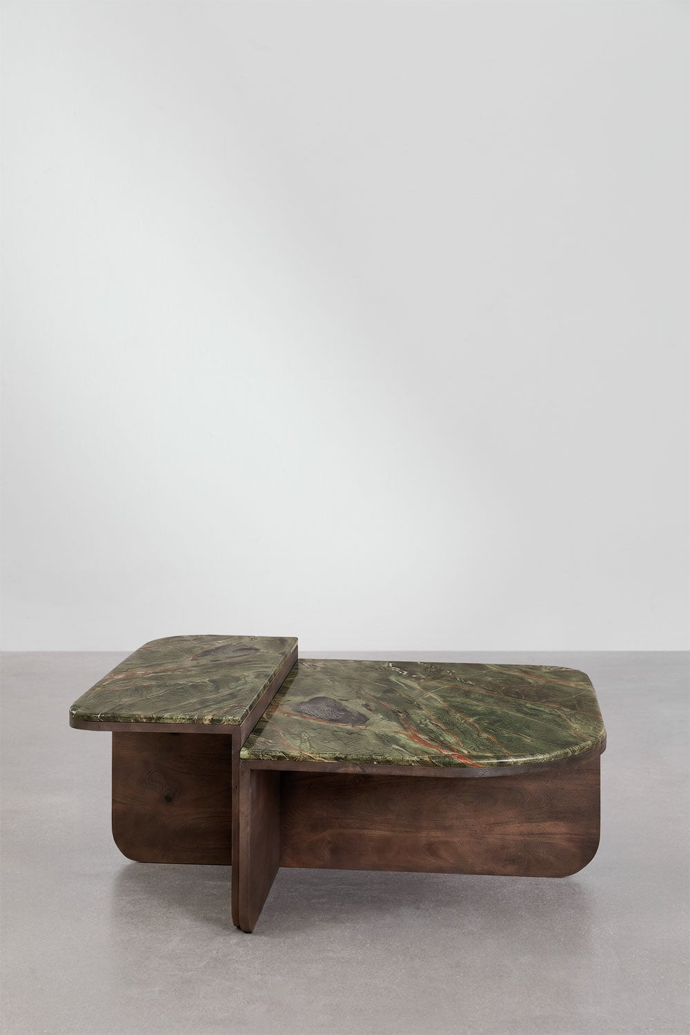 Clotsh 90x90 cm coffee table in natural stone and mango wood, gallery image 2