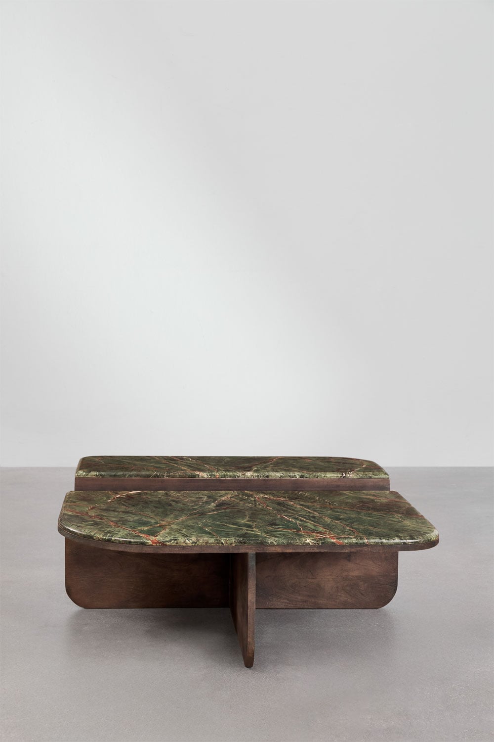 Clotsh 90x90 cm coffee table in natural stone and mango wood, gallery image 3