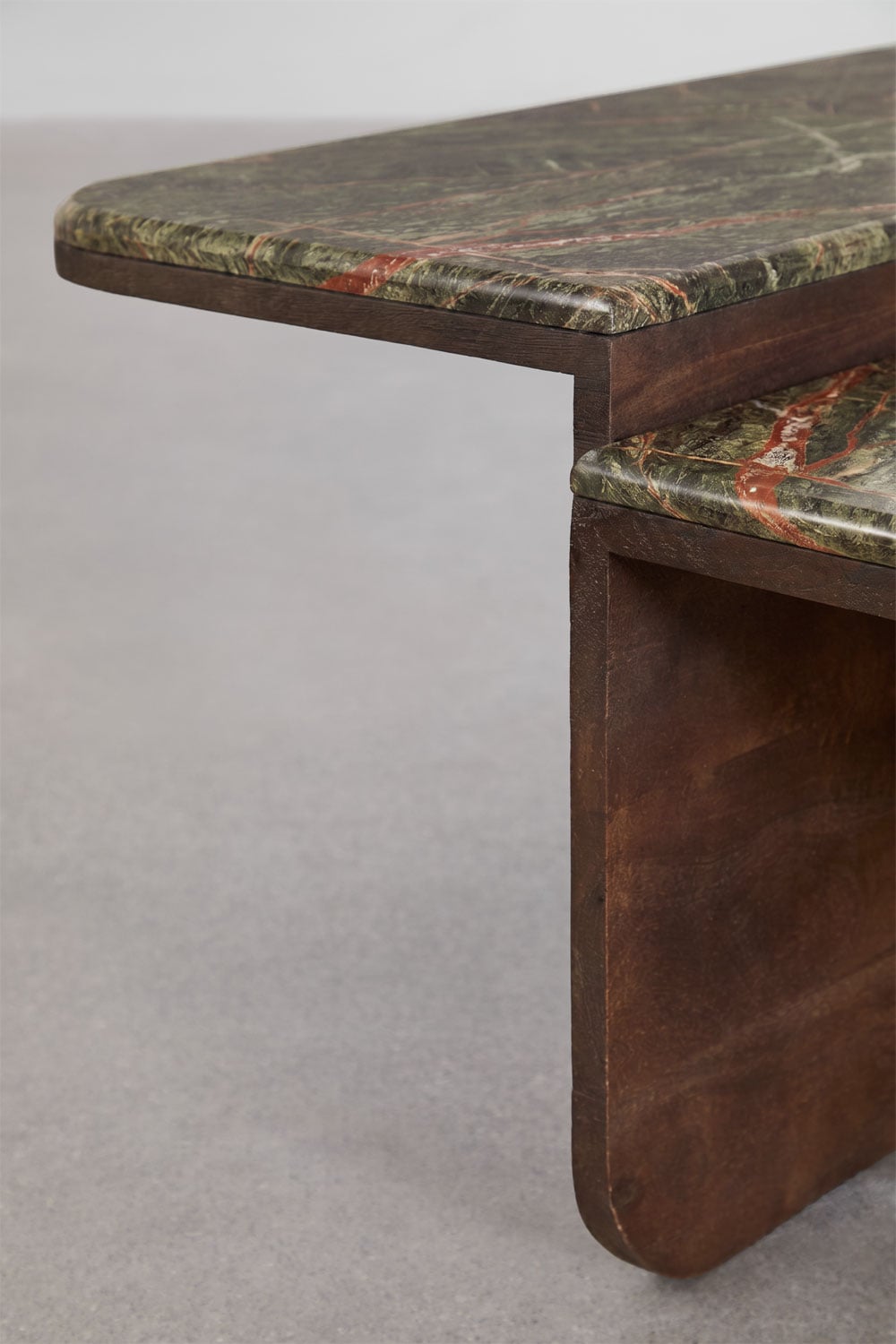 Clotsh 90x90 cm coffee table in natural stone and mango wood, gallery image 4