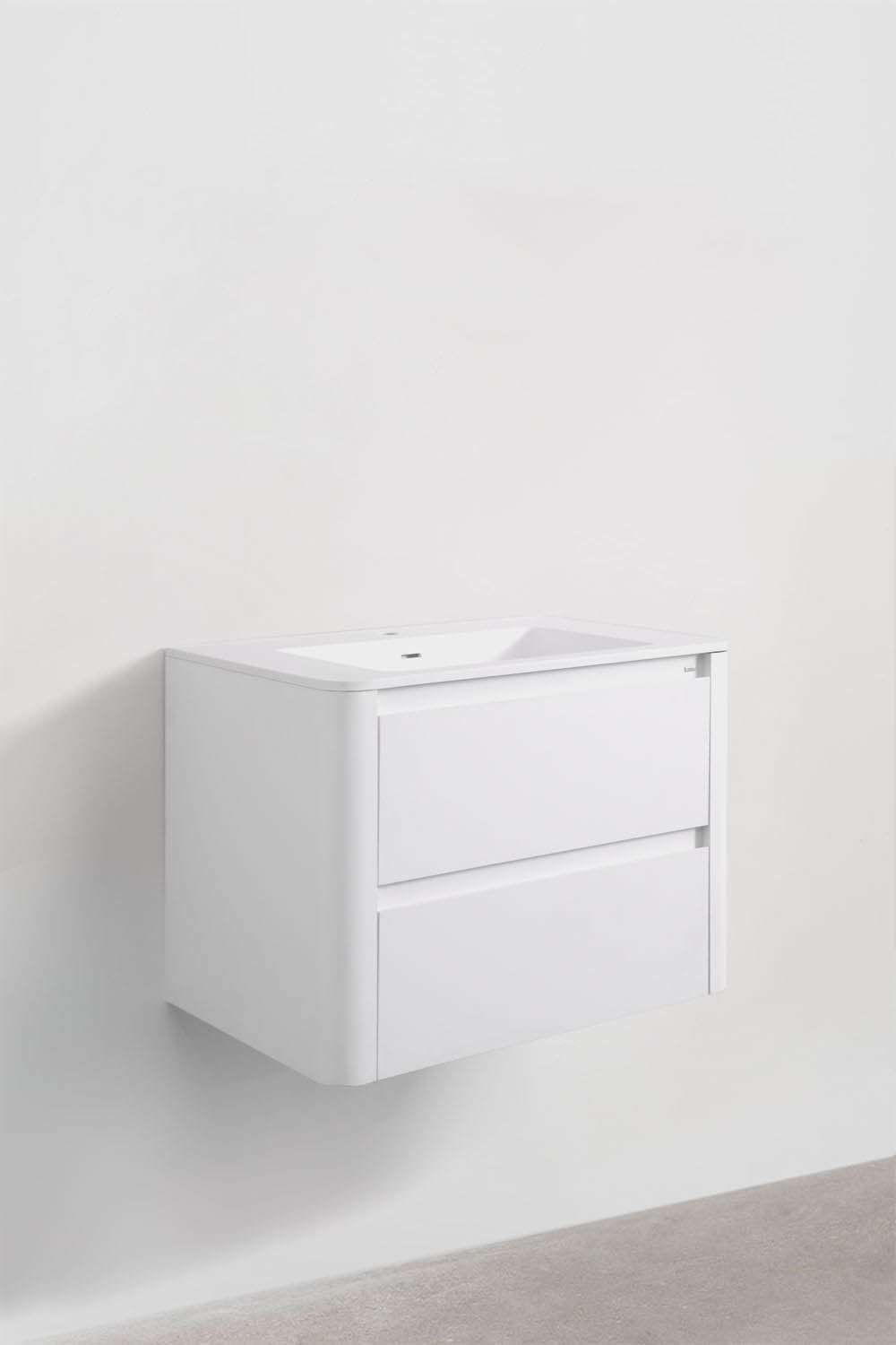 Suspended bathroom furniture set 80x50 cm in wood with integrated sink Egerton, gallery image 3