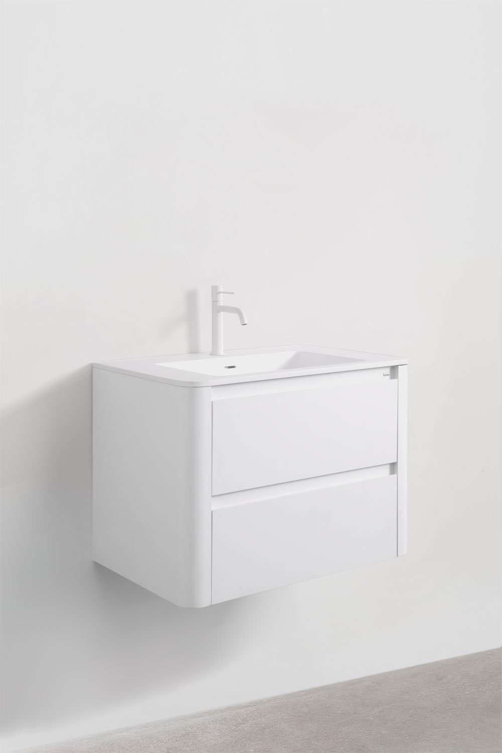 Suspended bathroom furniture set 80x50 cm in wood with integrated sink Egerton, gallery image 3