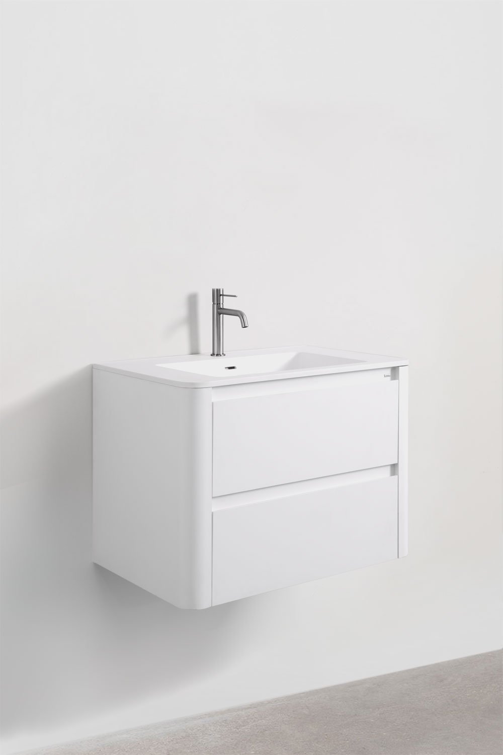 Suspended bathroom furniture set 80x50 cm in wood with integrated sink Egerton, gallery image 3
