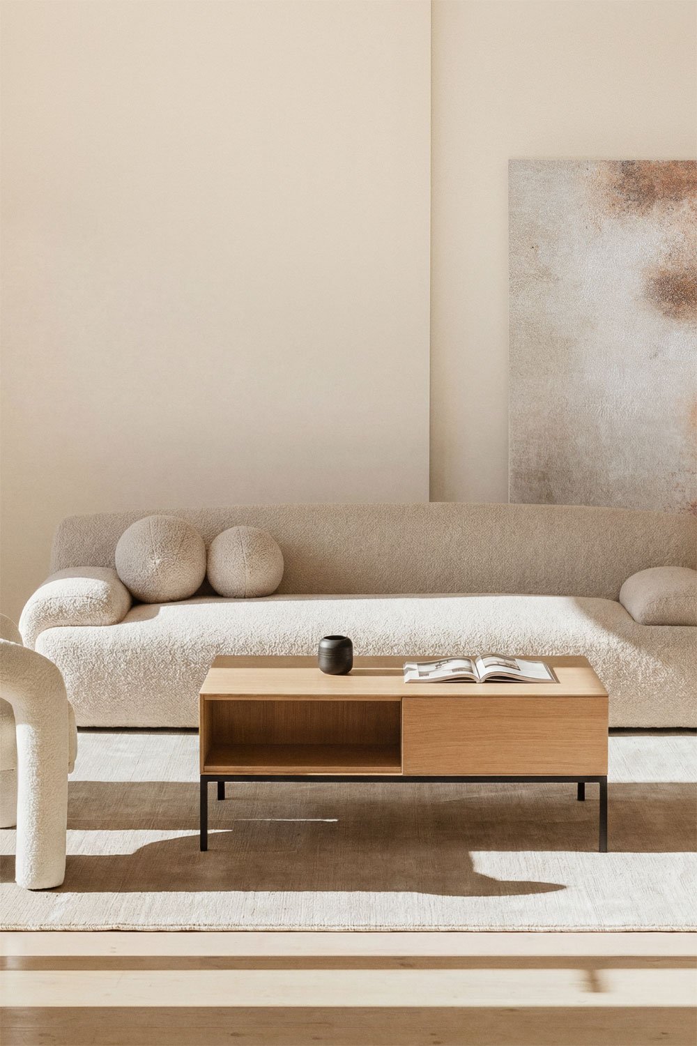 Rectangular coffee table 120x60 cm in MDF and Bromley oak veneer, gallery image 1