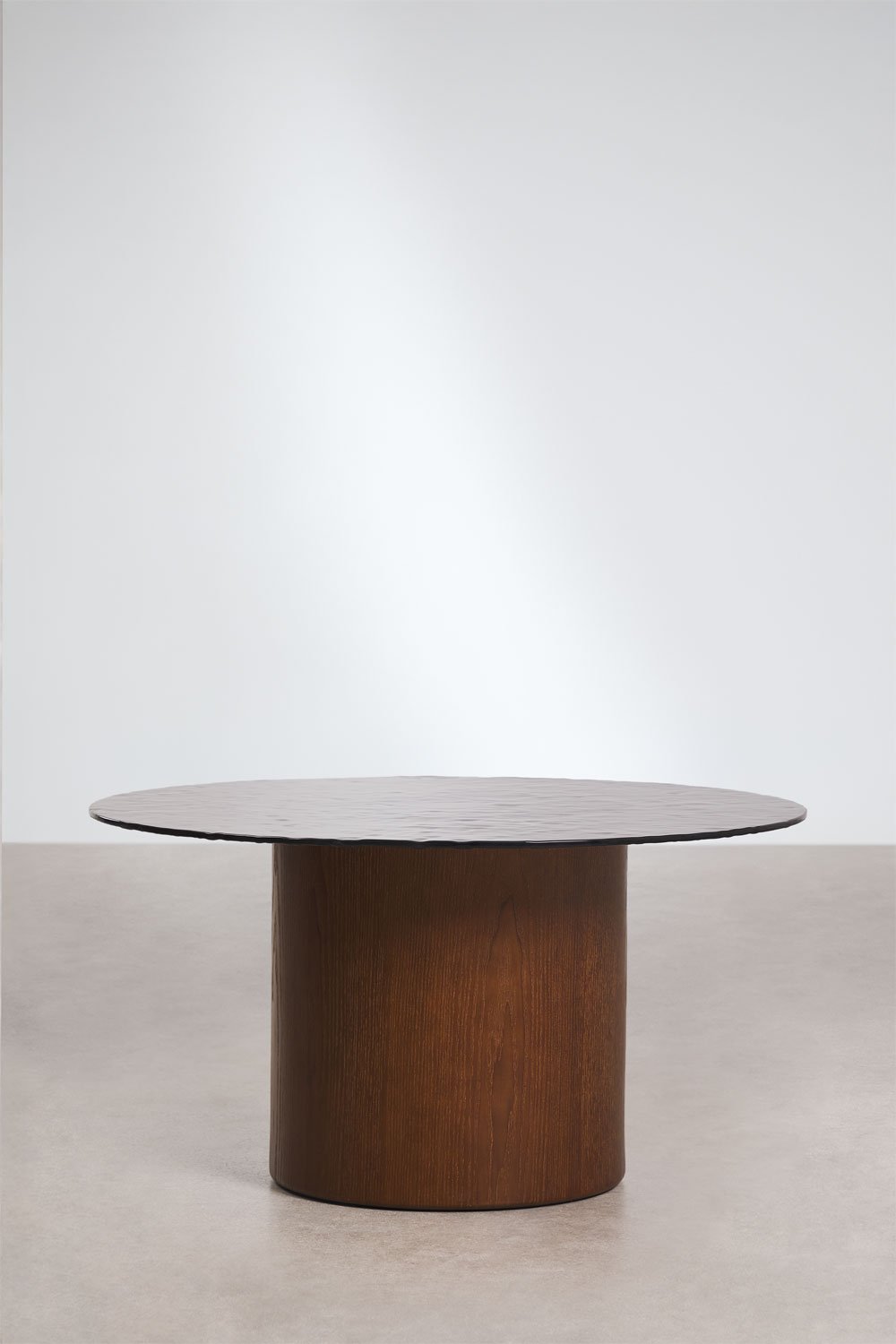 Round coffee table Ø80 cm in tempered glass and MDF Asgri, gallery image 3
