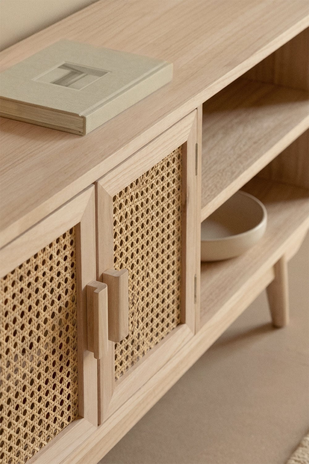 TV Stand 150x40 cm in natural wood Ralik, gallery image 2