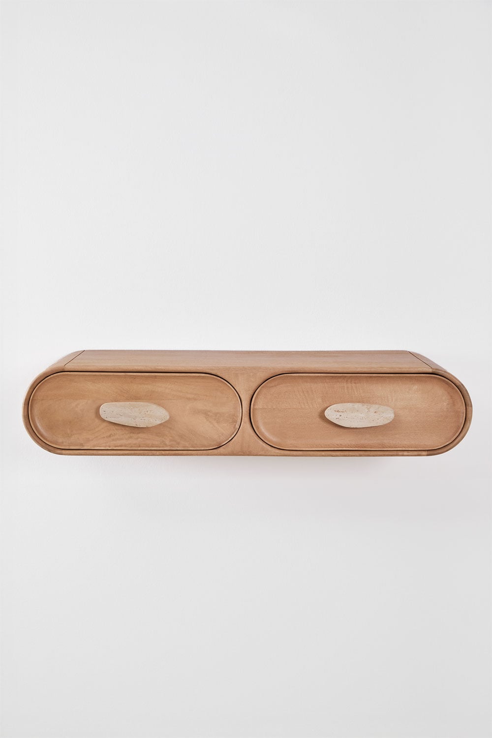 Wall-mounted hallway console 100x40 cm in mango wood and natural stone Kivalina, gallery image 4